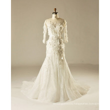 Full Sleeve Fit and Flare 3 D Flower Outdoor Wedding Gown